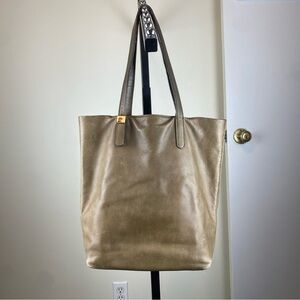 EVERLANE Italy Taupe Gray Leather Petra Magazine Tote Handbag